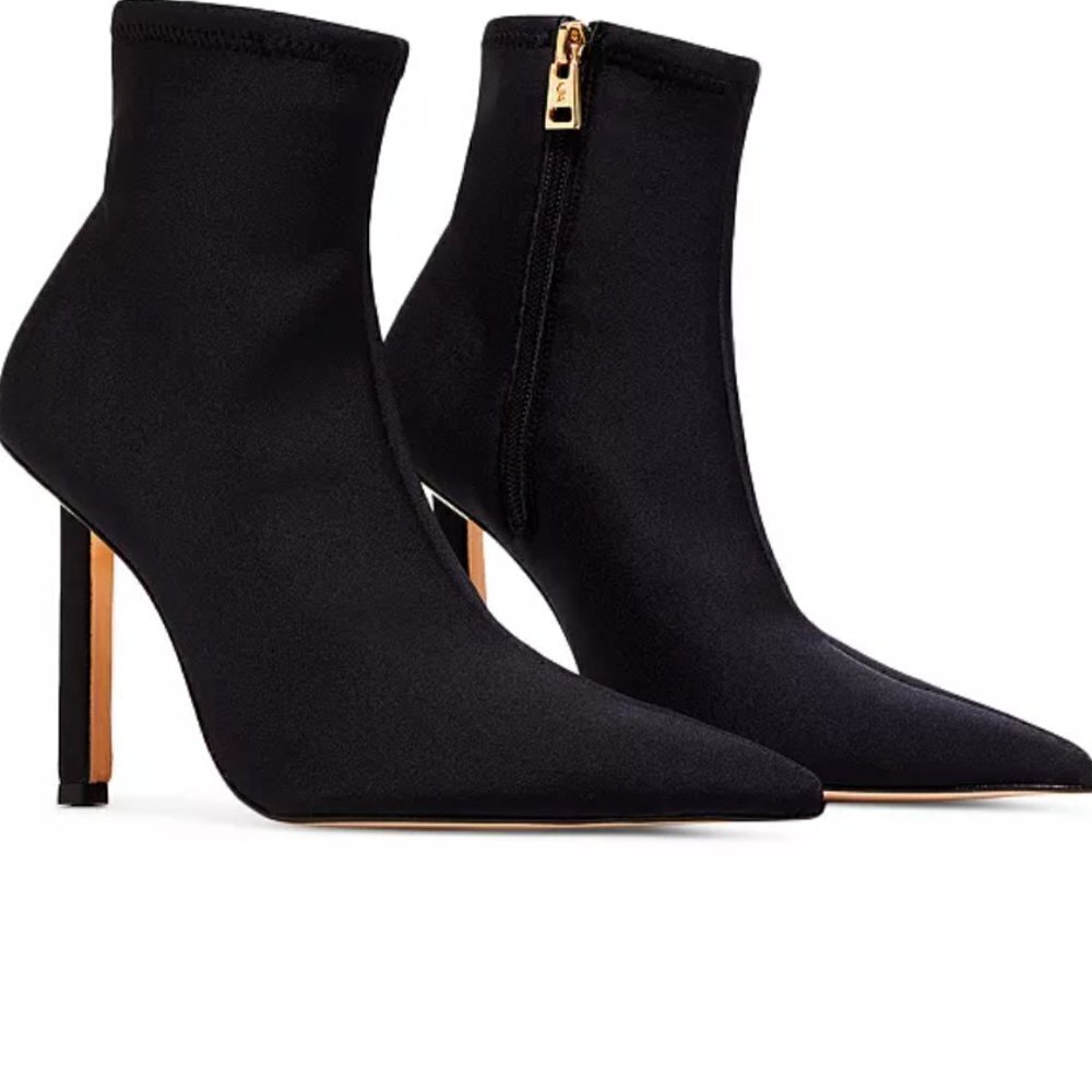 Good American Ankle Shine Neoprene Booties Black 12 NEW NIB